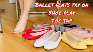 💥6 Ballet Flats Try On with Shoe Play amp Toe Tap ASMR [upl. by Sinnek]