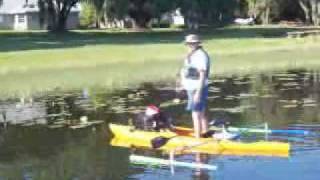 Fishing in a kayak with pontoons [upl. by Aihset]