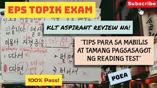 POEA PHILIPPINES EPS TOPIK EXAM REVIEWER TIPS PARA SA MABILIS AT TAMANG PAGSASAGOT NG READING TEST [upl. by Ataner]