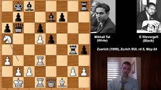 Mikhail Tal vs Erwin Nievergelt  Zuerich 1959 [upl. by Baptiste]