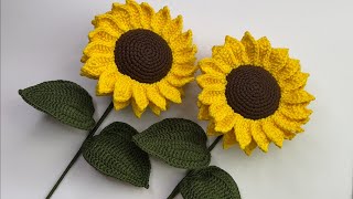 Girasoles tejidos a Crochet🌻  Tutorial Crochet Sunflower💜Mayelin Ros [upl. by Sommer]