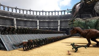 100 Velonasaurs VS ARK Dinosaurs TURRET MODE  Cantex [upl. by Hgielek]