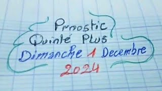 Pronostic quinté plus dimanche 1 décembre 2024 [upl. by Oni]