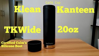 Klean Kanteen 20oz TKWide Black with Café Cap amp Silicone Boot Unboxing [upl. by Eeroc]