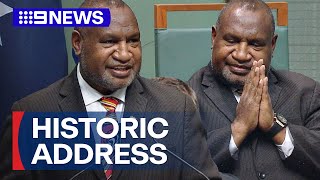 Papua New Guinea PM makes historic address to Parliament  9 News Australia [upl. by Nwahsel]