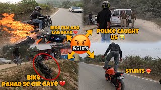 Bike pahad se gir gaye 💔🤬  Police caught us 😭  aag lag gaye bike mai 🤬 [upl. by Gwenn]