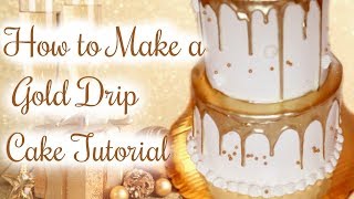 HOW TO MAKE A GOLD DRIP CAKE  Janies Sweets [upl. by Coray792]