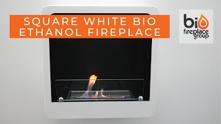 White Squared Wall Mounted Bioethanol Fireplace Installation  Bio Fireplace Group [upl. by Egarton]