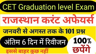 Rajasthan CET Current Affairs 2024 Marathon Class  CET Graduation Level 2024 January to August2024 [upl. by Godfry]