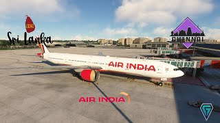 Air India CHENNAI to COLOMBO VOMM  VCBI flight simulator B777300 VATSIM pmdg777 srilanka pmdg [upl. by Lyrrehs984]