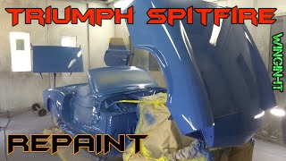 Triumph Spitfire masking up and spraying triumph spitfire classic car spray winginit [upl. by Reyaht]