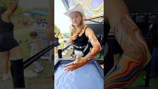 Viral Cowgirl Body Marbling Dip by Black Light Visuals at Faster Horses Festival [upl. by Brianne]