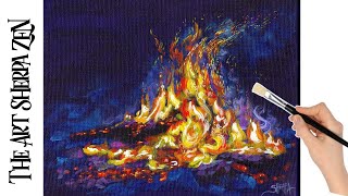 Glowing CAMPFIRE with sparks Acrylic Painting in Timelapse  The Art Sherpa [upl. by Norod530]