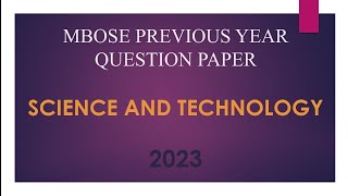 MEGHALAYA BOARD MBOSE SOLVED SCIENCE QUESTION PAPER 2023 📖📖📖 [upl. by Eenhat]