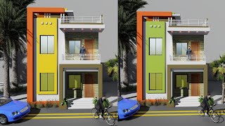 20x23 duplex house elevation  20 by 23 ghar ka naksha in 3d  2023 house plan [upl. by Raynor28]