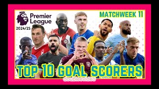 PREMIER LEAGUE TOP 10 GOAL SCORERS 202425 TODAY  MATCHWEEK 11 [upl. by Nauqat]