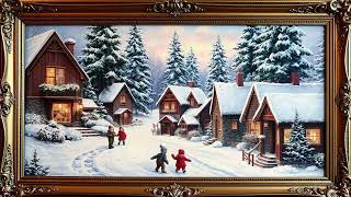 Christmas Village Painting  Frame TV Art  TV Screensaver [upl. by Jowett958]