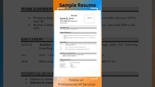 sample resume  resume kaise banaye  how to write resume sampleresume [upl. by Nottap]