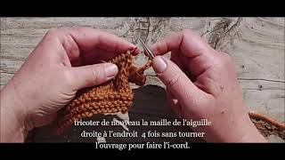 Rabattre le dernier rang du Châle Plaisir avec une icord sur une maille [upl. by Shepperd]