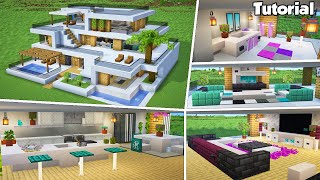 Minecraft Modern House 46 Interior Tutorial  How to Build  💡Material List in Description [upl. by Annahtur991]