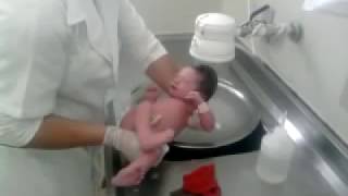 Primeiro Banho da Natalia  Babys first bath at Hospital [upl. by Aidnac]