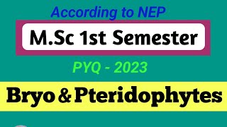 Msc Botany Paper 4  Bryophyte and Pteridophytes  bscbiowallah mscpyq mscpaper [upl. by Macdougall]
