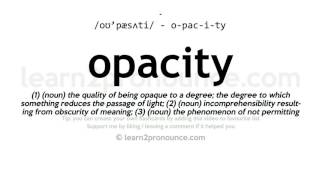 Pronunciation of Opacity  Definition of Opacity [upl. by Notlrac240]