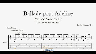 Guitar cover solo  Ballade pour Adeline  for Guitar Tutorial with TABs [upl. by Romo]