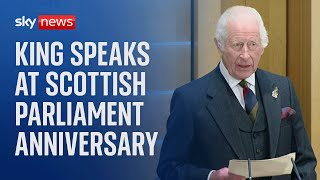 King Charles and Queen Camilla attend Scottish Parliament for 25th anniversary celebrations  Live [upl. by Iloj]