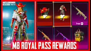 M8 ROYAL PASS REWARDS ARE HERE  BATTLEGROUNDS MOBILE INDIA [upl. by Zevahc]