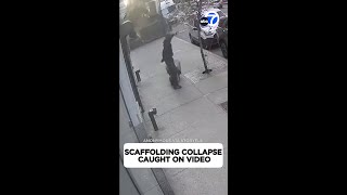 Scaffolding collapse caught on video [upl. by Hebe]