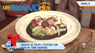 Recetas de cocina Tiradito de Pulpo con Leche de Tigre  Un Nuevo Día  Telemundo [upl. by Ivatts]