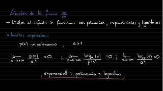 Límites infinito sobre infinito fracciones con polinomios exponenciales y logaritmos [upl. by Otsuaf]