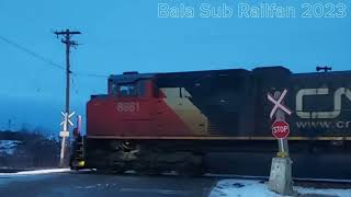 CN SD70M 2 8881 w Loud K3L Leads Sudbury Local 598 [upl. by Adlitam]