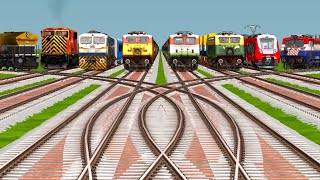 8 INDIAN TRAIN CROSSING BY CUVERD🔇BRANCHED RAILROAD CROSSINGS TRACKS  Train Simulator Game [upl. by Cherida]