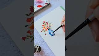 Mini Watercolor Vase Painting 😀 [upl. by Aver]