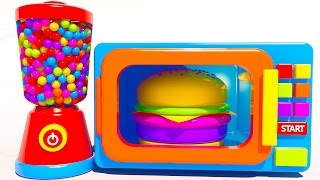 Learn Colors with Microwave and Blender Cookies Ice Cream Hamburger and Lollipop [upl. by Nner577]