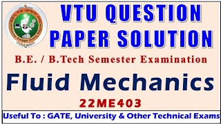 VTU Question Paper Solution  Fluid Mechanics 4 Sem Mechanical  Civil  As Per New Scheme VTU Exam [upl. by Laurentium]