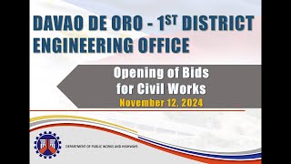 Procurement Livestream for DPWH Davao de Oro 1st DEO on November 12 2024 [upl. by Incrocci]