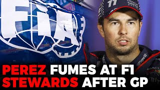 FIA issues warning after Perez fumes at F1 stewards over Abu Dhabi penalty  GPFans News [upl. by Eiramanel]