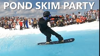 Epic Pond Skim Snowboard Party on Whistler Mountain [upl. by Yetnruoc479]