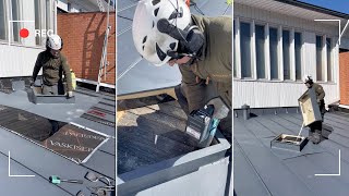 Roof hatch installation  Kattoluukun asennus [upl. by Jacobs]