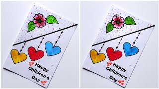 Easy Childrens Day Greeting Card  White Paper Card Making Ideas  Happy Childrens Day Card [upl. by Ailam]