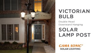 Victorian Bulb Double Head  Downward Hanging Solar Lamp Post  Gama Sonic USA  Solar Lighting [upl. by Launcelot]