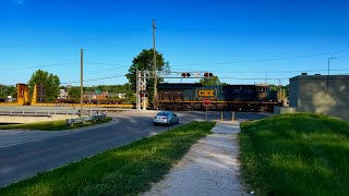 4 trains in Vincennes Indiana including a plate steel unit train with 2 DPU’s [upl. by Nawoj]