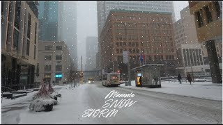 4K Minnesota Snow Storm Walking Tour Snowing In Minneapolis City [upl. by Thacher]