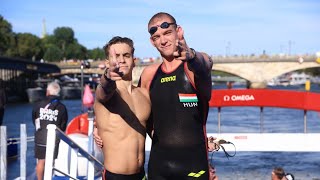 Kristóf Rasovszky wins Mens 10km Marathon Swimming  David Betlehem Bronze Medal [upl. by Jarrett]