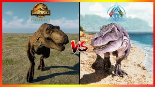 ARK ASCENDED VS JWE 2 ALL CARNIVORES  DINO COMPARISON [upl. by Merkle]