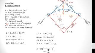 Horizontal Curve Calcs Circular Curve Elements 1 [upl. by Antsirhc142]