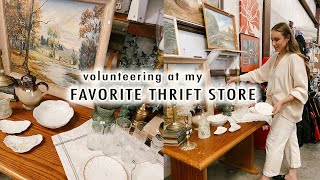 volunteering at my FAVORITE THRIFT STORE  decor haul  XO MaCenna Vlogs [upl. by Salaidh731]